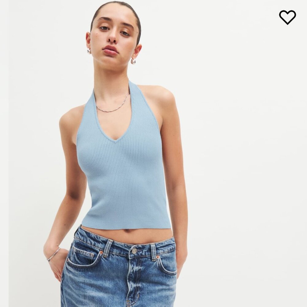 *NWT* REFORMATION - Ecru Carol Cotton Sweater Tank Halter (XS)